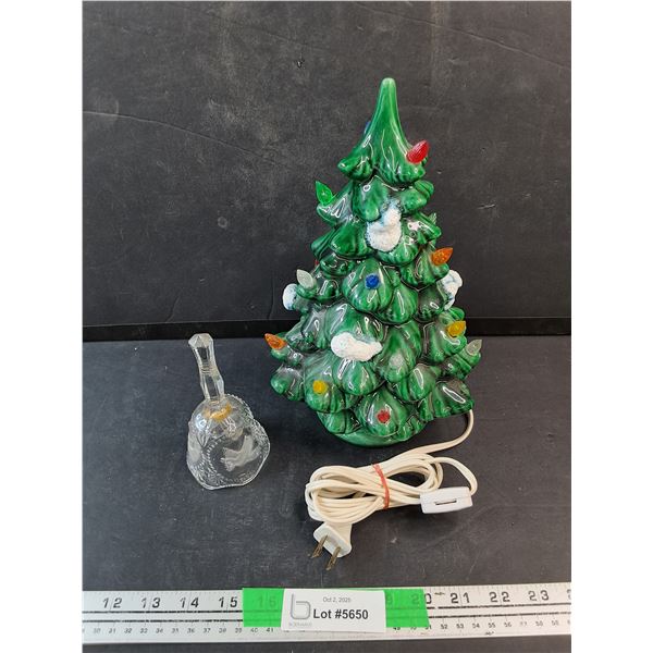 Glass Bell, Light Up Ceramic Christmas Tree Decoration - As Is