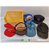 Image 1 : Plastic Bin, (6) Baseball Hats