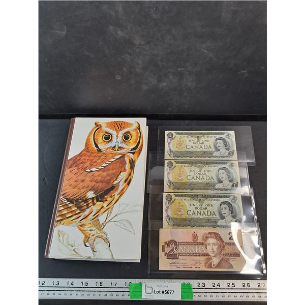 Old Canadian Banknotes, North American Birds Book