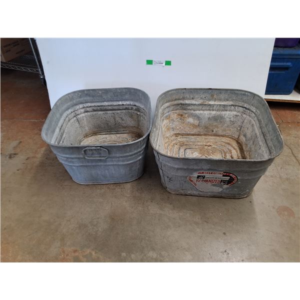 **(2) Galvanized Wash Tubs 20" x 21" x 12", Cannot Ship