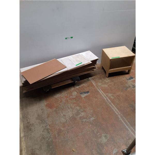 *Various Lengths of Tile Like Flooring, Small End Table Shelf, Cannot Ship