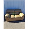 Image 1 : ~ Beige Pleather Loveseat, 33" x 66" x 37", Some Stains, Cannot Ship