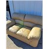 Image 2 : ~ Beige Pleather Loveseat, 33" x 66" x 37", Some Stains, Cannot Ship