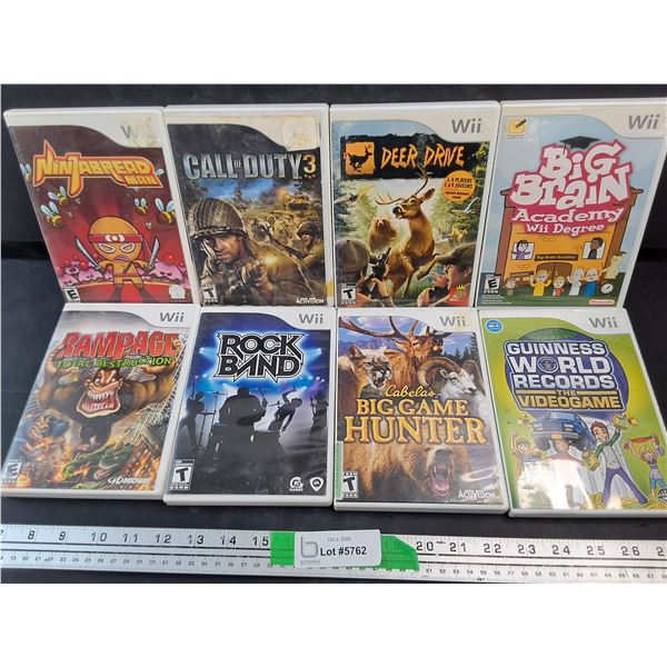 (8) Wii Games - Rock Band, Call of Duty 3, Guinness World Records