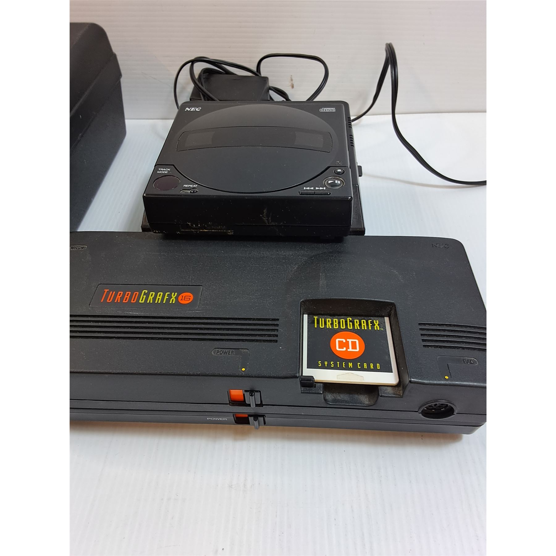 Turbo Graphics Game System Turbo Grafx 16 Card & CD System w/(2) Controllers - Powers On, As Is