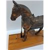 Image 2 : Metal Cast Horse Figurine on Wood - 13" x 11" x 5"