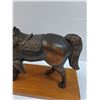 Image 3 : Metal Cast Horse Figurine on Wood - 13" x 11" x 5"