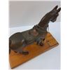 Image 4 : Metal Cast Horse Figurine on Wood - 13" x 11" x 5"