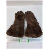 Image 1 : Ladies Fur & Leather Winter Gloves - Size Sm