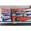 Image 1 : (8) Hockey Pennants: Hustler, Chicago, Vegas, Winnipeg, Calgary