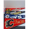 Image 2 : (8) Hockey Pennants: Hustler, Chicago, Vegas, Winnipeg, Calgary