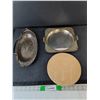 Image 1 : (2) Silver Plated Trays & Wooden Platter