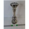 Image 1 : Silver Plated Glass Pillar Candelholder 15"