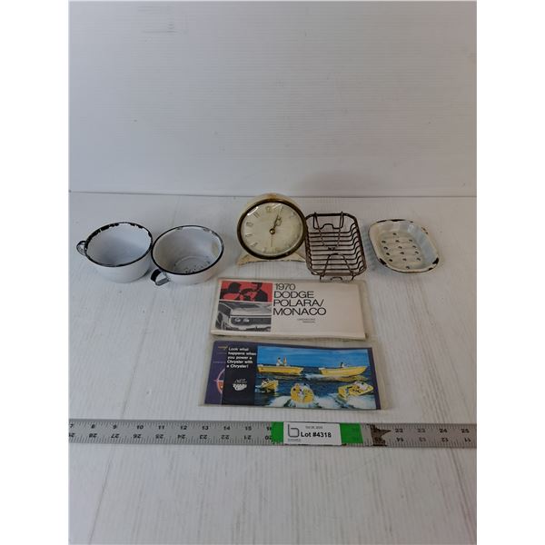 Vintage Alarm Clock- Untested, Soap Trays, Misc.