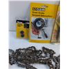Image 2 : NIB/Misc. Lot - Drain Snake, Garlic Press, Pizza Cutter, Chainsaw Chain, Snap Ring Kit, Coping Saw