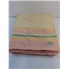 Image 3 : Eaton's "Haddon Hall" Wool Blanket (Pink/Cream/Green/Orange) 82" x 72"