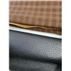 Image 2 : (3) Leather Pieces (Blue, Brown Pattern, Black)