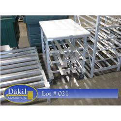NEW AGE  1/2 SIZE CAN RACK ON CASTERS W/POLY TOP;