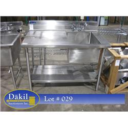 UNIVERSAL   STAINLESS STEEL 1 LAMP NSF SINK W/DRAIN BOARD & CAN OPENER;