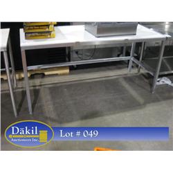 72" X 30" STAINLESS STEEL POLYTOP TABLE;