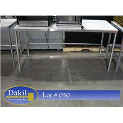 72" X 30" STAINLESS STEEL POLYTOP TABLE;