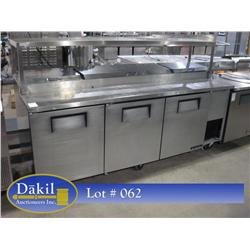 TRUE TPP-93  3 DOOR REFRIGERATED PIZZA PREP TABLE W/OVER SHELF;