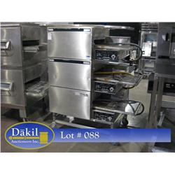 LINCOLN IMPINGER 1132, 1132, 1133  TRIPLE CONVEYOR PIZZA OVEN (3X) W/CASTERED CART;