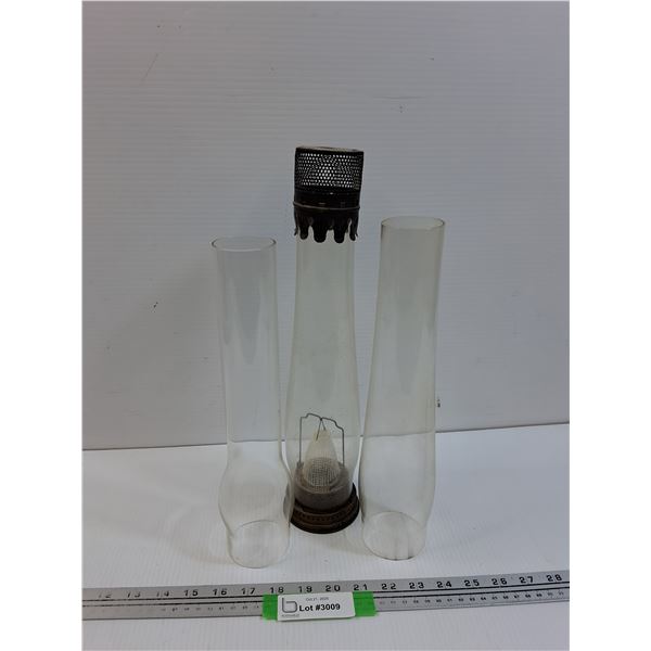 (3) Vintage Chimneys for Kerosene Lamps - 12.5" Tall Each - PICK UP