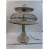 Image 1 : Wicker Double Light End Table Lamp - Works - 27" x 21" - PICK UP ONLY