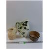 Image 1 : (2) Pitchers: Mason's & Virone, (1) Medalta Pottery Bowl