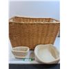 Image 1 : Large Wicker Basket - 24" x 15" x 17" & (2) Knitted Baskets - PICK UP