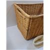 Image 2 : Large Wicker Basket - 24" x 15" x 17" & (2) Knitted Baskets - PICK UP