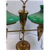 Image 4 : Vintage Brass Double End Table Lamp w/Green Glass Shades - PICK UP