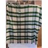 Image 1 : White & Green Plaid Blanket - 64" X 72"