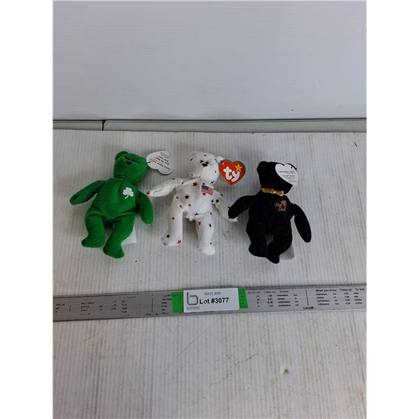 (3) TY Stuffie Bears