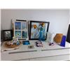 Image 1 : (2) Picture Frames, Wall Decor, Skip-Bo Card Game, Kitchen Knife Block,  Decorative Glass Vases, Mis