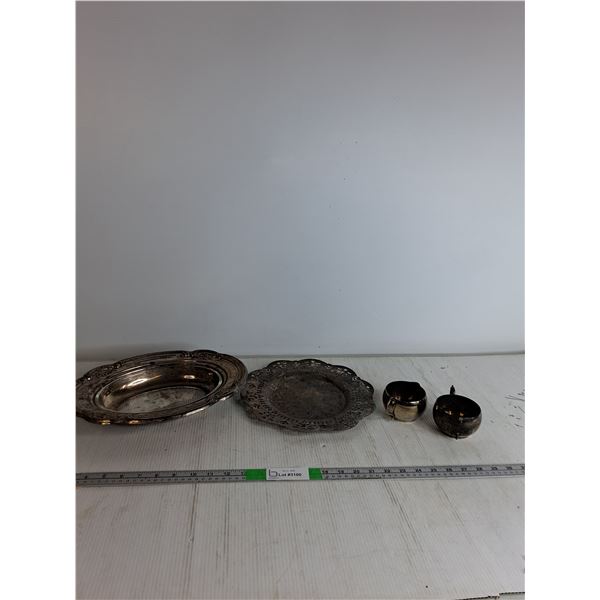 Vintage Silver-plated Serving Dish, Platter, and Cream/Sugar Set
