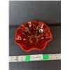 Image 1 : Ruffled Orange Glass Candy Dish 7.5"