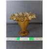 Image 1 : Ruffled Amber Glass Vase 6.5" Tall