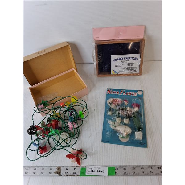 Flowered String Light- As Is, Water Flowers, Display Case