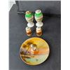 Image 3 : Ceramic Lot- Salt & Pepper Shakers, Plate, Serving Dish, Misc.
