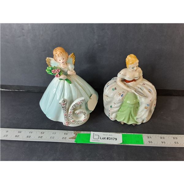 Porcelain Storage Box & '16' Musical Figurine