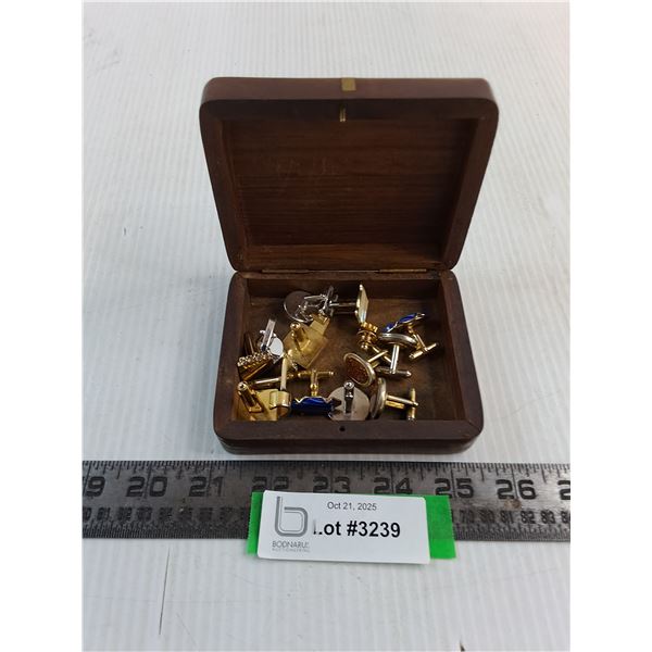 Wooden Playing Cards Box Full of Cuff Links