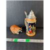 Image 1 : German Beer Stein 9" Tall & Raccoon Figurine