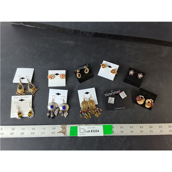 (10) Sets of Earrings- Clip On & Pierced
