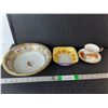 Image 1 : Saskatchewan Lily Teacup & Plate, Hand Painted Porcelain Bowl 9.75", Misc.