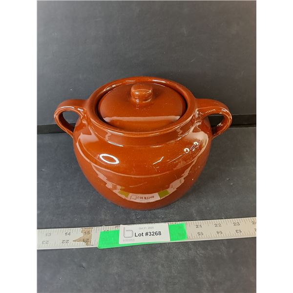 Ceramic Bean Pot with Lid 5.5" Tall