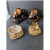 Image 3 : Buffalo Bookends, Glass Candleholders, Ashtrays