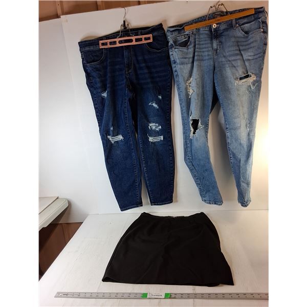 (2) Pairs of Women's Jeans- 18, 16 & Skirt- 12