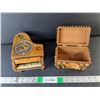 Image 1 : Musical Wooden Piano Figurine-  As Is & Storage Box with Shells